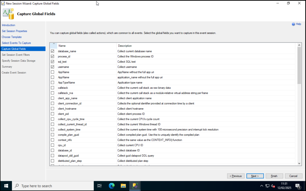 SSMS: Capture Global Fields